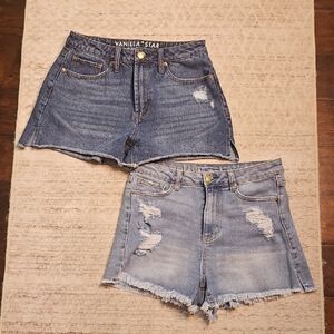 Vanilla Star High Rise Shortie Denim Shorts 2 Pairs
